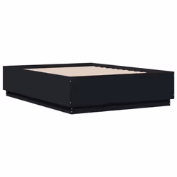 vidaXL Bed Frame with LED Lights Black 120x190 cm Small Double Engineered Wood - Additional view 2