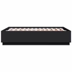 vidaXL Bed Frame with LED Lights Black 120x190 cm Small Double Engineered Wood - Additional view 6