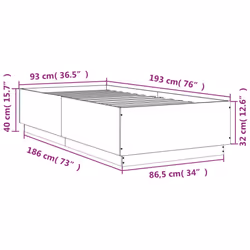 vidaXL Bed Frame with LED Lights Bed Base Mattress Foundation Engineered Wood - black, 90 x 190 cm