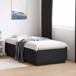 vidaXL Bed Frame with LED Lights Bed Base Mattress Foundation Engineered Wood - black, 90 x 190 cm - Additional view 4