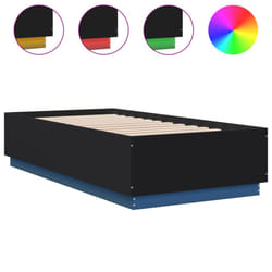 vidaXL Bed Frame with LED Lights Bed Base Mattress Foundation Engineered Wood - black, 75 x 190 cm