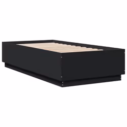 vidaXL Bed Frame with LED Lights Bed Base Mattress Foundation Engineered Wood - black, 75 x 190 cm