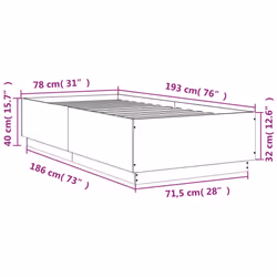 vidaXL Bed Frame with LED Lights Bed Base Mattress Foundation Engineered Wood - black, 75 x 190 cm