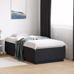 vidaXL Bed Frame with LED Lights Bed Base Mattress Foundation Engineered Wood - black, 75 x 190 cm - Additional view 4