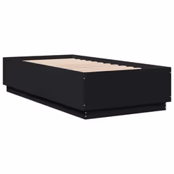 vidaXL Bed Frame with LED Lights Bed Base Mattress Foundation Engineered Wood - black, 75 x 190 cm - Additional view 7