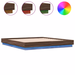 vidaXL Bed Frame with LED Lights Home Bed Base Bedstead Brown Oak 200x200 cm