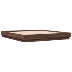 vidaXL Bed Frame with LED Lights Home Bed Base Bedstead Brown Oak 200x200 cm