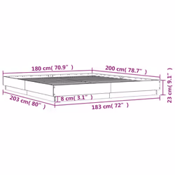 vidaXL Bed Frame with LED Lights Bed Base Brown Oak 180x200 cm Super King