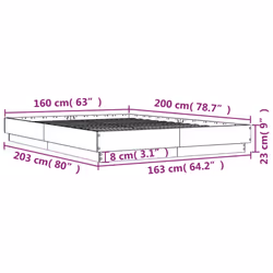 vidaXL Bed Frame with LED Lights Home Bed Base Bedstead Brown Oak 160x200 cm