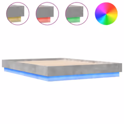 vidaXL Bed Frame with LED Lights Bed Base Bedstead Concrete Grey 140x200 cm