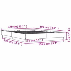 vidaXL Bed Frame Bedroom Bed Base Bedstead with LED Lights Black 140x190 cm