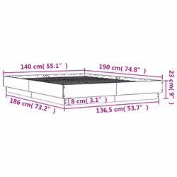 vidaXL Bed Frame with LED Lights Home Bed Base Bedstead Brown Oak 140x190 cm