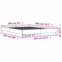 vidaXL Bed Frame Home Bed Base Bedstead Brown Oak 160x200 cm Engineered Wood