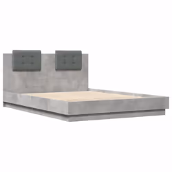 vidaXL Bed Frame with Headboard Bed Concrete Grey 140x200 cm Engineered Wood