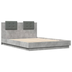 vidaXL Bed Frame with Headboard Bed Concrete Grey 120x200 cm Engineered Wood