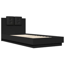 vidaXL Bed Frame with Headboard Home Bed Base Black 100x200 cm Engineered Wood