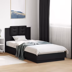 vidaXL Bed Frame with Headboard Home Bed Base Black 100x200 cm Engineered Wood - Additional view 2
