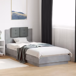vidaXL Bed Frame with Headboard Bed Concrete Grey 100x200 cm Engineered Wood