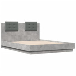 vidaXL Bed Frame & Headboard Concrete Grey 135x190 cm Double Engineered Wood