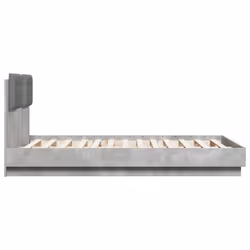 vidaXL Bed Frame & Headboard Concrete Grey 135x190 cm Double Engineered Wood - Additional view 4