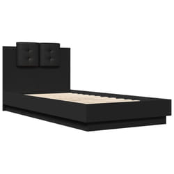 vidaXL Bed Frame with Headboard Bed Black 90x190 cm Single Engineered Wood