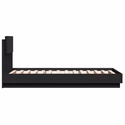 vidaXL Bed Frame with Headboard Bed Black 90x190 cm Single Engineered Wood - Additional view 4