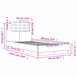 vidaXL Bed Frame with Headboard Black 75x190 cm Small Single Engineered Wood - Additional view 8
