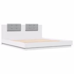 vidaXL Bed Frame with Headboard and LED Lights Home Bed Base White 160x200 cm
