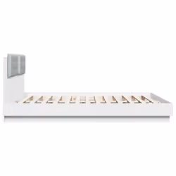 vidaXL Bed Frame with Headboard and LED Lights Home Bed Base White 160x200 cm - Additional view 4