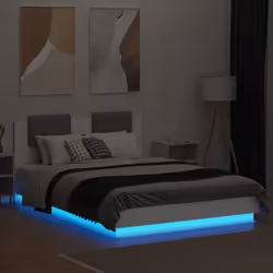 vidaXL Bed Frame with Headboard and LED Lights White 150x200 cm King Size - Additional view 4
