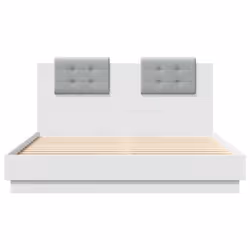 vidaXL Bed Frame with Headboard and LED Lights White 150x200 cm King Size - Additional view 5
