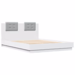 vidaXL Bed Frame with Headboard and LED Lights Home Bed Base White 140x200 cm