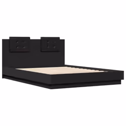 vidaXL Bed Frame with Headboard and LED Lights Home Bed Base Black 140x200 cm