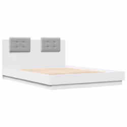 vidaXL Bed Frame with Headboard and LED Lights Home Bed Base White 120x200 cm