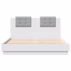 vidaXL Bed Frame with Headboard and LED Lights Home Bed Base White 120x200 cm - Additional view 5