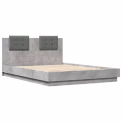 vidaXL Bed Frame with Headboard and LED Lights Bed Concrete Grey 120x200 cm