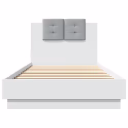 vidaXL Bed Frame with Headboard and LED Lights Home Bed Base White 100x200 cm - Additional view 5