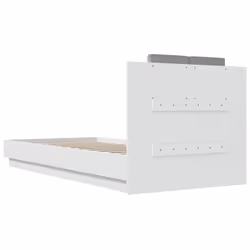 vidaXL Bed Frame with Headboard and LED Lights Home Bed Base White 100x200 cm - Additional view 7