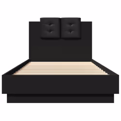 vidaXL Bed Frame with Headboard and LED Lights Home Bed Base Black 100x200 cm - Additional view 5