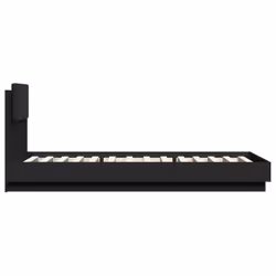 vidaXL Bed Frame with Headboard and LED Lights Home Bed Base Black 100x200 cm - Additional view 6