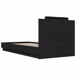vidaXL Bed Frame with Headboard and LED Lights Home Bed Base Black 100x200 cm - Additional view 7