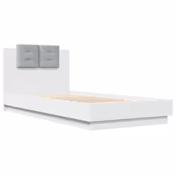 vidaXL Bed Frame with Headboard and LED Lights Home Bed Base White 90x200 cm