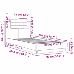 vidaXL Bed Frame with Headboard and LED Lights Home Bed Base White 90x200 cm
