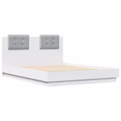 vidaXL Bed Frame with Headboard and LED Lights Home Bed Base White 140x190 cm