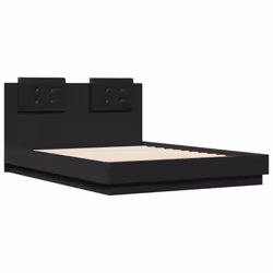 vidaXL Bed Frame with Headboard and LED Lights Home Bed Base Black 140x190 cm