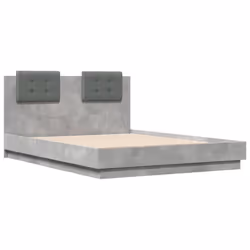 vidaXL Bed Frame with Headboard and LED Lights Bed Concrete Grey 140x190 cm