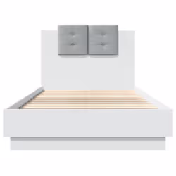 vidaXL Bed Frame with Headboard and LED Lights Bed White 90x190 cm Single - Additional view 5