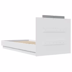 vidaXL Bed Frame with Headboard and LED Lights Bed White 90x190 cm Single - Additional view 7