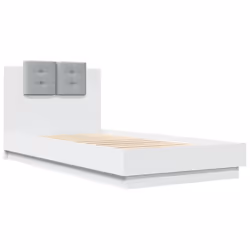 vidaXL Bed Frame with Headboard and LED Lights White 75x190 cm Small Single