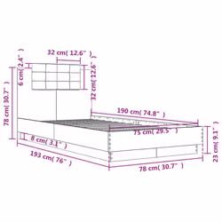 vidaXL Bed Frame with Headboard and LED Lights White 75x190 cm Small Single